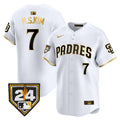 Men's Padres 2024 Spring Training Patch Vapor Premier Limited Jersey - All Stitched - White Gold, Ha-Seong Kim