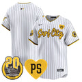 Men's Padres “For Peter” & Petco Park 20th Patch Vapor Premier Limited Jersey V3 - All Stitched - Pinstripe, Team