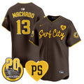 Men's Padres “For Peter” & Petco Park 20th Patch Vapor Premier Limited Jersey V3 - All Stitched - Brown, Manny Machado