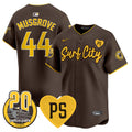 Men's Padres “For Peter” & Petco Park 20th Patch Vapor Premier Limited Jersey V3 - All Stitched - Brown, Joe Musgrove