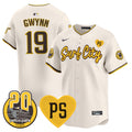 Men's Padres “For Peter” & Petco Park 20th Patch Vapor Premier Limited Jersey V3 - All Stitched - Cream, Tony Gwynn