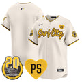 Men's Padres “For Peter” & Petco Park 20th Patch Vapor Premier Limited Jersey V3 - All Stitched - Cream, Team
