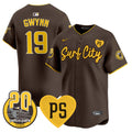 Men's Padres “For Peter” & Petco Park 20th Patch Vapor Premier Limited Jersey V3 - All Stitched - Brown, Tony Gwynn