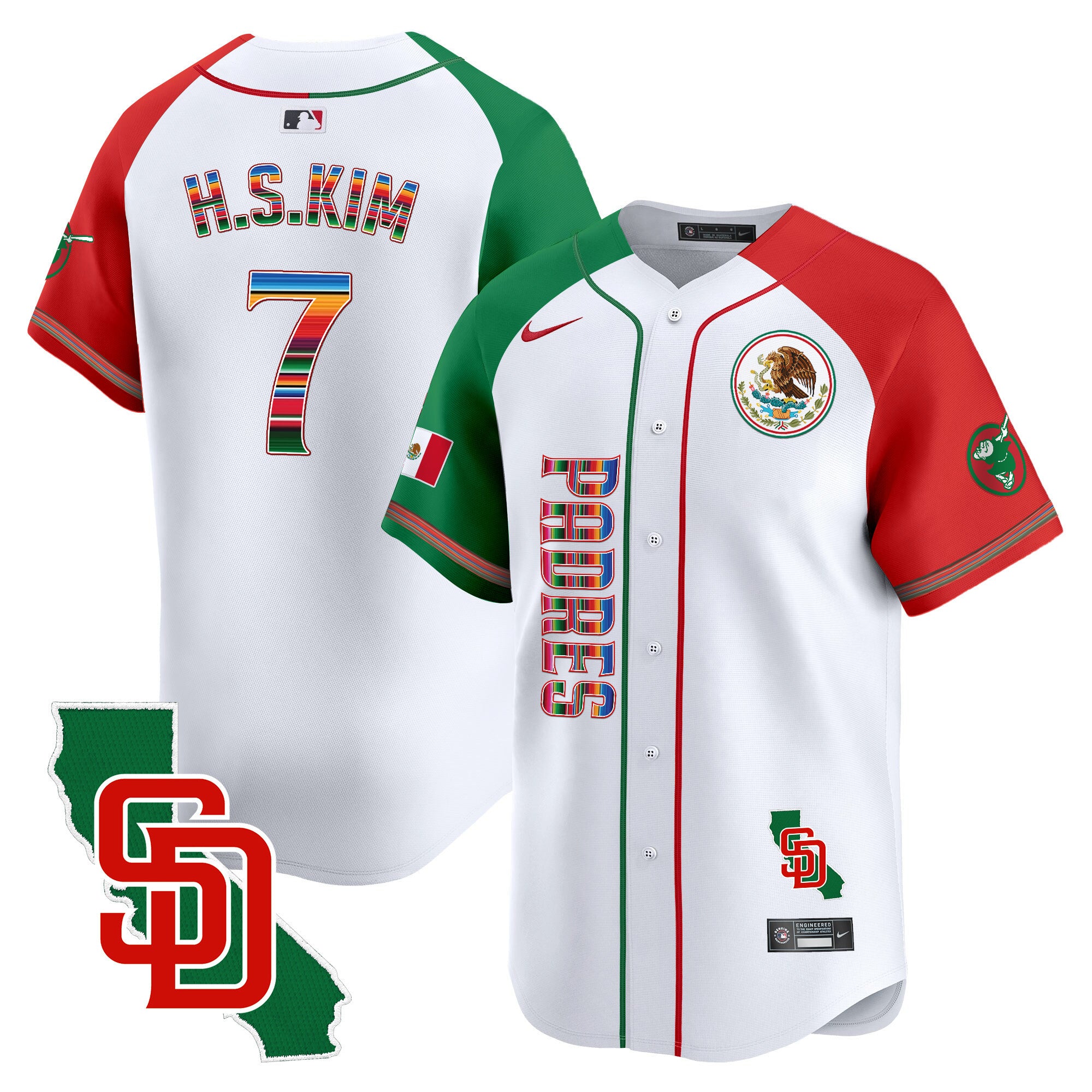 Men's Padres Mexico California Patch Vapor Premier Limited Jersey V2 - All Stitched - Alternate, Ha-Seong Kim