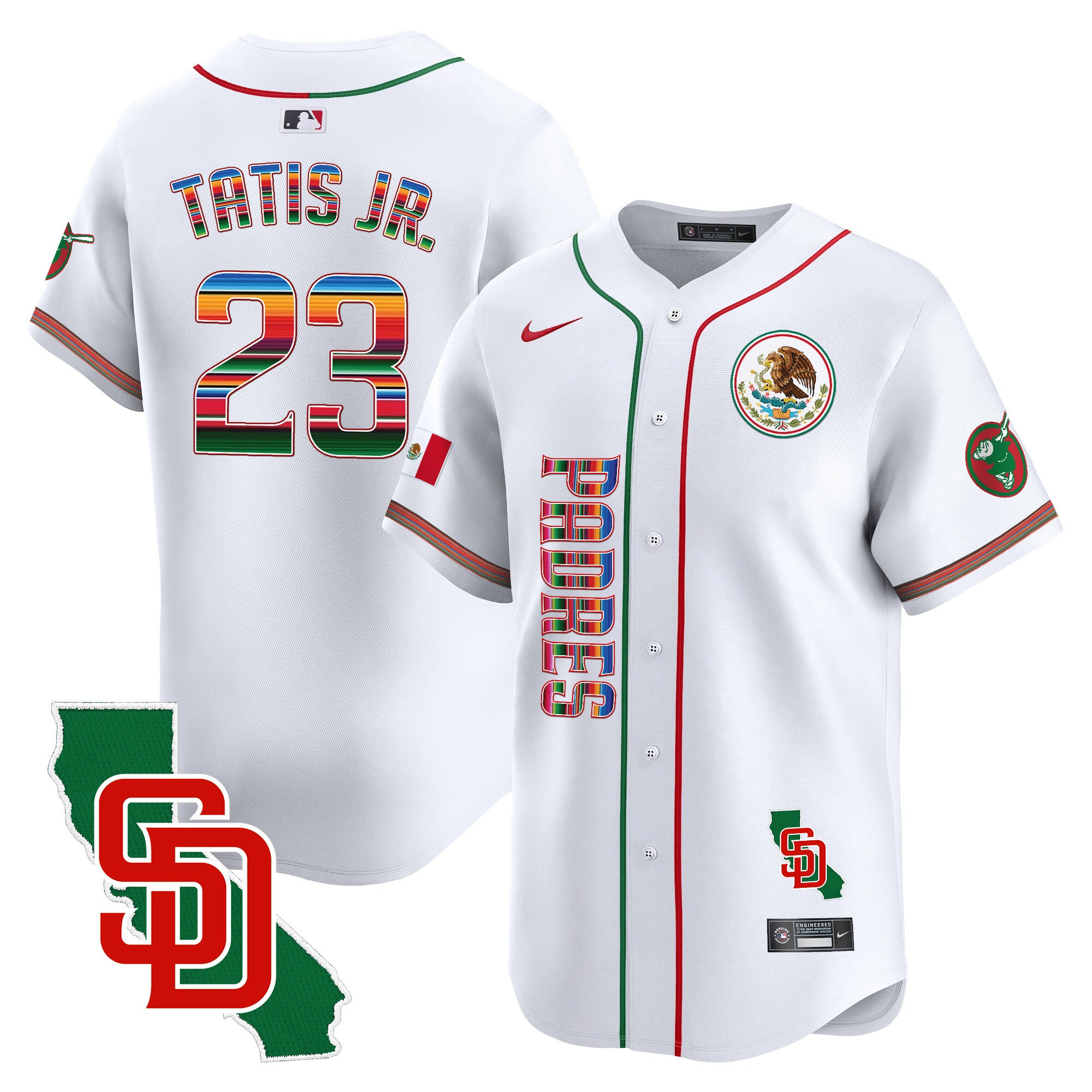 Men's Padres Mexico California Patch Vapor Premier Limited Jersey V2 - All Stitched