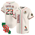Men's Padres Mexico California Patch Vapor Premier Limited Jersey V2 - All Stitched - Cream, Fernando Tatis Jr.