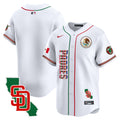 Men's Padres Mexico California Patch Vapor Premier Limited Jersey V2 - All Stitched - White, Team