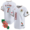 Men's Padres Mexico California Patch Vapor Premier Limited Jersey V2 - All Stitched - Pinstripe, Ha-Seong Kim