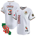 Men's Padres Mexico California Patch Vapor Premier Limited Jersey V2 - All Stitched - Pinstripe, Jorge Cantu