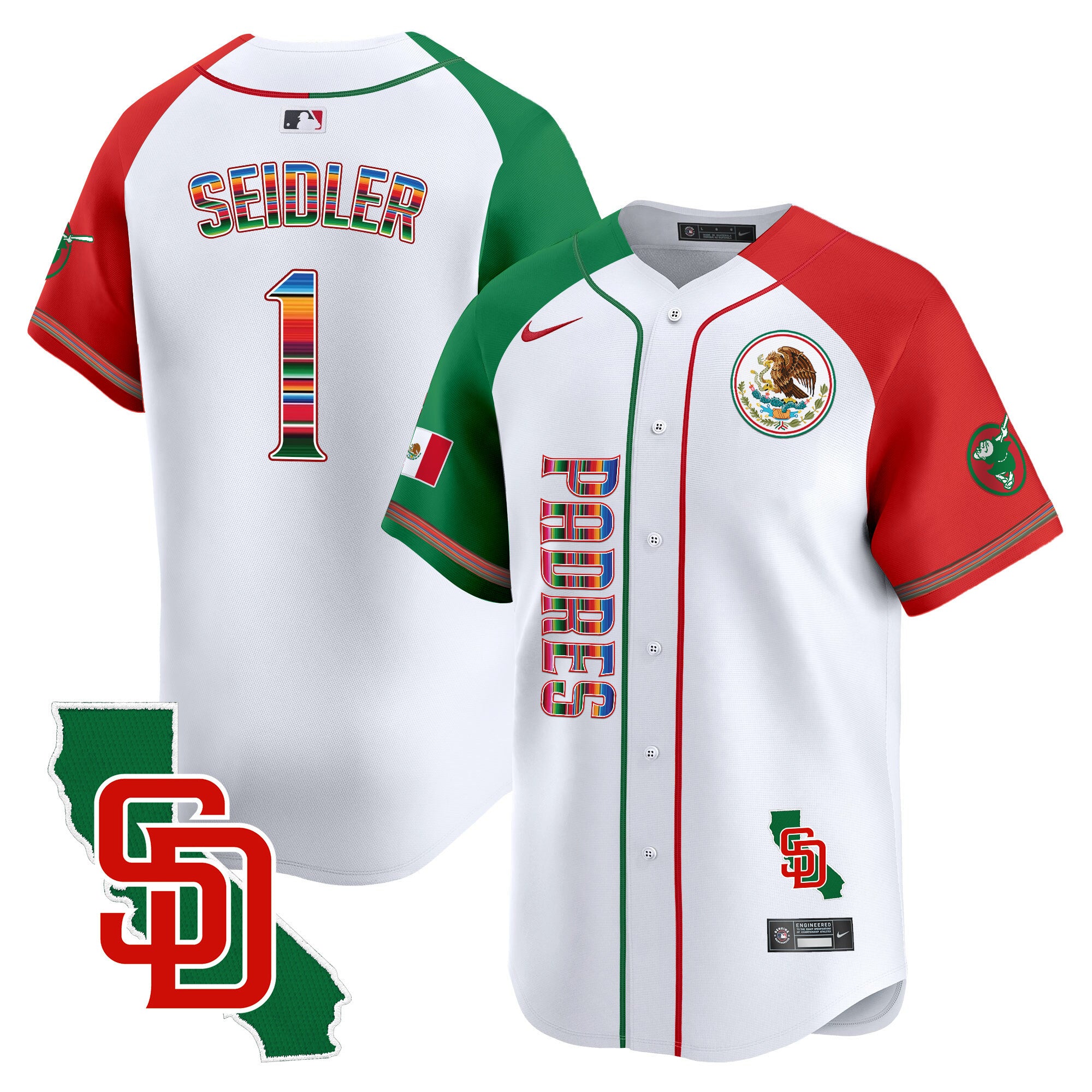 Men's Padres Mexico California Patch Vapor Premier Limited Jersey V2 - All Stitched - Alternate, Peter Seidler