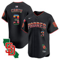 Men's Padres Mexico California Patch Vapor Premier Limited Jersey V3 - All Stitched - Black, Jorge Cantu