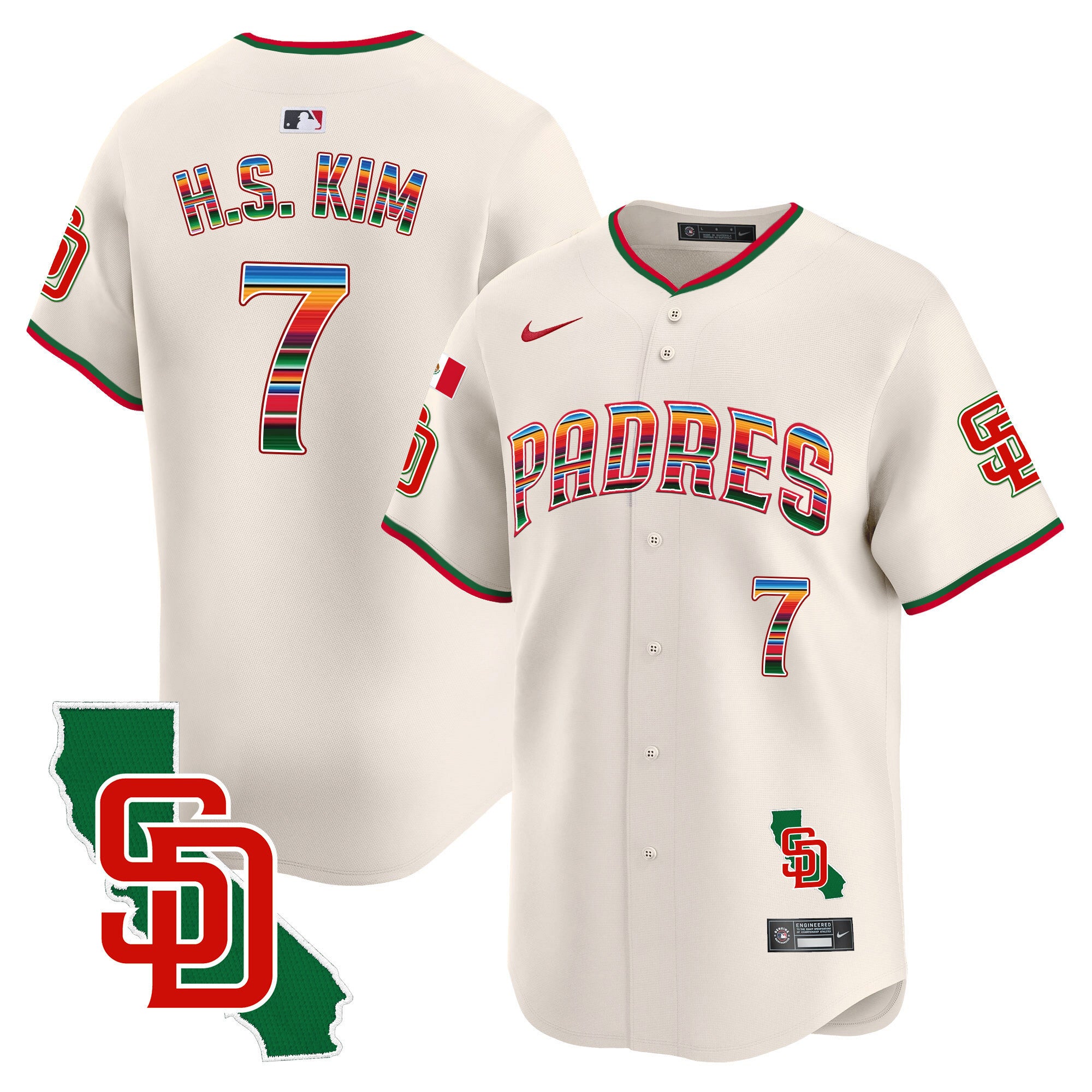 Men's Padres Mexico California Patch Vapor Premier Limited Jersey V3 - All Stitched - Cream, Ha-Seong Kim