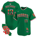Men's Padres Mexico California Patch Vapor Premier Limited Jersey V3 - All Stitched - Green, Manny Machado