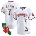 Men's Padres Mexico California Patch Vapor Premier Limited Jersey V3 - All Stitched - White, Ha-Seong Kim