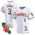 Men's Padres Mexico California Patch Vapor Premier Limited Jersey V3 - All Stitched - White, Jorge Cantu