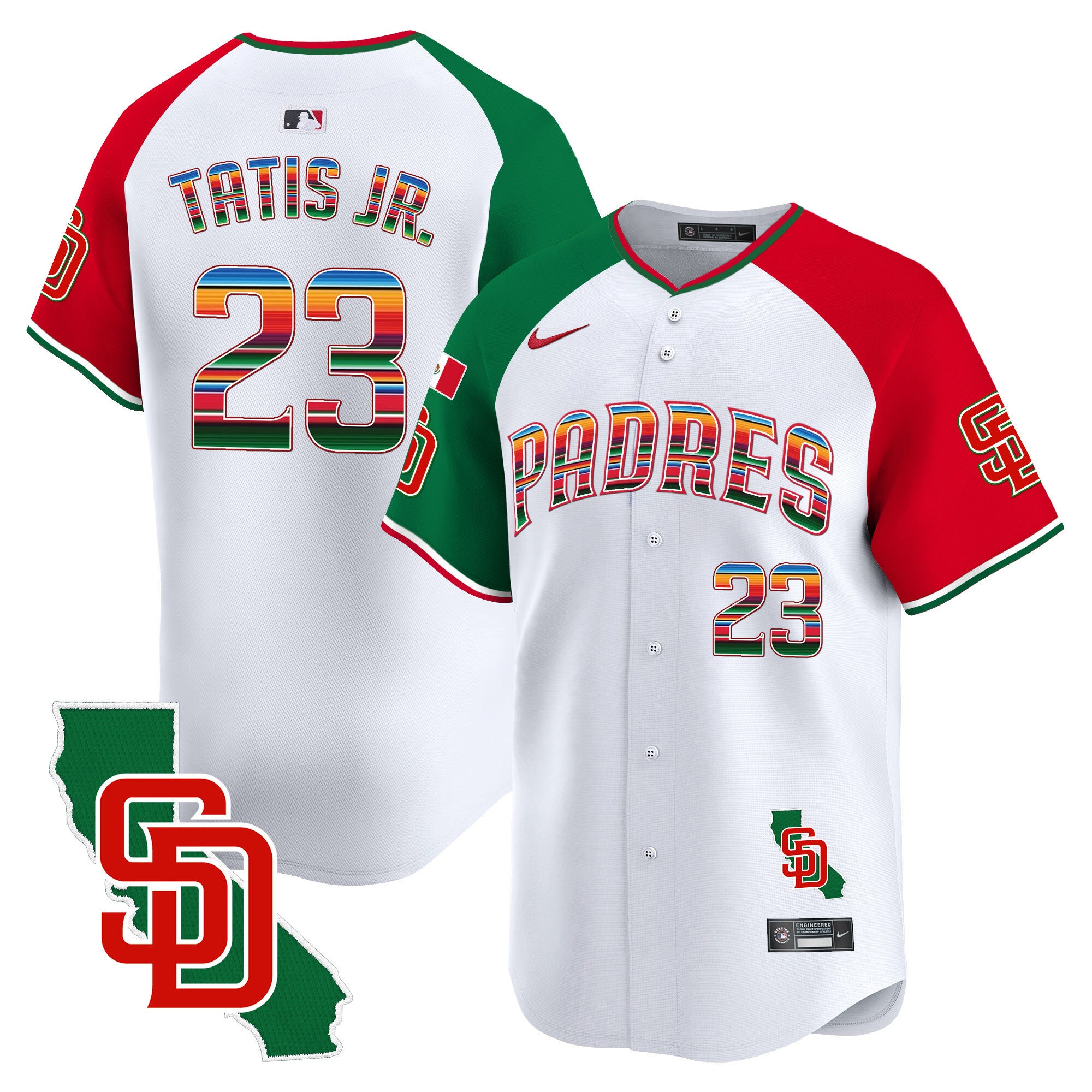 Men's Padres Mexico California Patch Vapor Premier Limited Jersey V3 - All Stitched - Alternate, Fernando Tatis Jr.