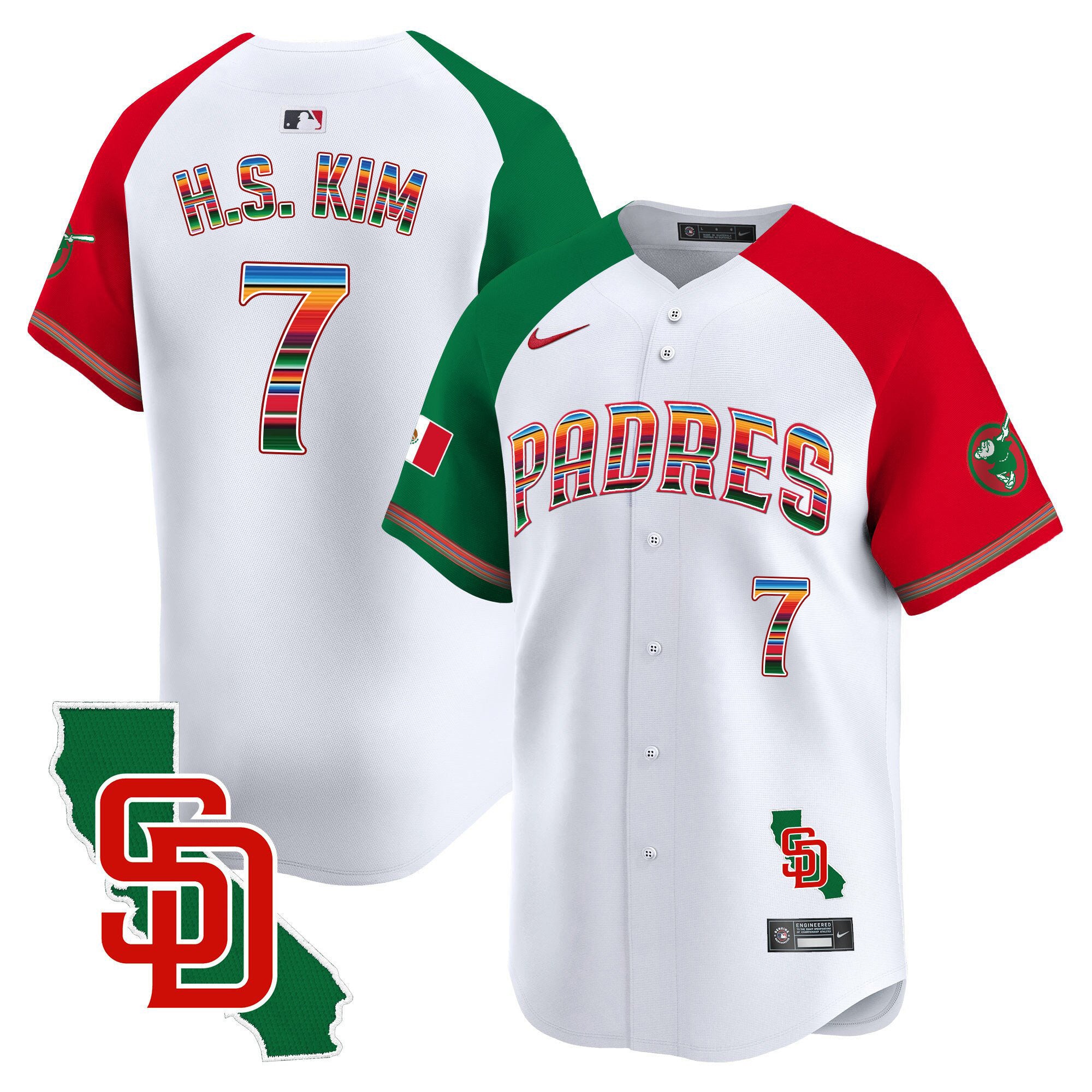 Men's Padres Mexico California Patch Vapor Premier Limited Jersey V3 - All Stitched - Alternate, Ha-Seong Kim