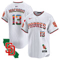 Men's Padres Mexico California Patch Vapor Premier Limited Jersey V3 - All Stitched - Pinstripe, Manny Machado