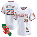 Men's Padres Mexico California Patch Vapor Premier Limited Jersey V3 - All Stitched - White, Fernando Tatis Jr.