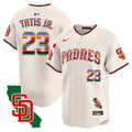 Men's Padres Mexico California Patch Vapor Premier Limited Jersey V3 - All Stitched - Cream, Fernando Tatis Jr.