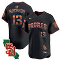 Men's Padres Mexico California Patch Vapor Premier Limited Jersey V3 - All Stitched - Black, Manny Machado