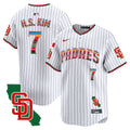 Men's Padres Mexico California Patch Vapor Premier Limited Jersey V3 - All Stitched - Pinstripe, Ha-Seong Kim