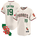 Men's Padres Mexico California Patch Vapor Premier Limited Jersey V5 - All Stitched - Cream, Tony Gwynn