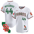 Men's Padres Mexico California Patch Vapor Premier Limited Jersey V5 - All Stitched - Pinstripe, Joe Musgrove