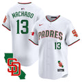 Men's Padres Mexico California Patch Vapor Premier Limited Jersey V5 - All Stitched - White, Manny Machado
