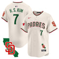 Men's Padres Mexico California Patch Vapor Premier Limited Jersey V5 - All Stitched - Cream, Ha-Seong Kim