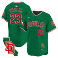 Men's Padres Mexico California Patch Vapor Premier Limited Jersey V5 - All Stitched - Green, Fernando Tatis Jr.