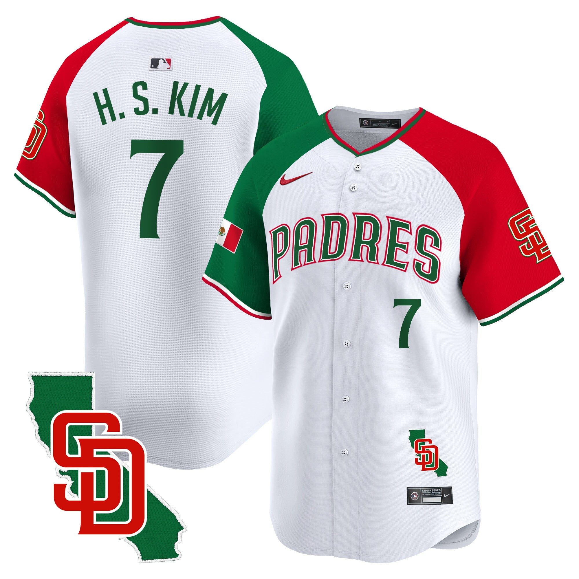 Men's Padres Mexico California Patch Vapor Premier Limited Jersey V5 - All Stitched - Alternate, Ha-Seong Kim