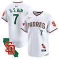 Men's Padres Mexico California Patch Vapor Premier Limited Jersey V5 - All Stitched - White, Ha-Seong Kim
