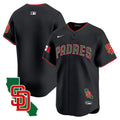 Men's Padres Mexico California Patch Vapor Premier Limited Jersey V5 - All Stitched - Black, Team