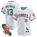 Men's Padres Mexico California Patch Vapor Premier Limited Jersey V5 - All Stitched - Pinstripe, Manny Machado