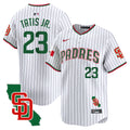 Men's Padres Mexico California Patch Vapor Premier Limited Jersey V5 - All Stitched - Pinstripe, Fernando Tatis Jr.