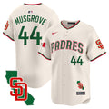 Men's Padres Mexico California Patch Vapor Premier Limited Jersey V5 - All Stitched - Cream, Joe Musgrove