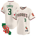 Men's Padres Mexico California Patch Vapor Premier Limited Jersey V5 - All Stitched - Cream, Jorge Cantu
