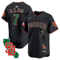 Men's Padres Mexico California Patch Vapor Premier Limited Jersey V5 - All Stitched - Black, Ha-Seong Kim