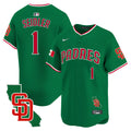 Men's Padres Mexico California Patch Vapor Premier Limited Jersey V5 - All Stitched - Green, Peter Seidler