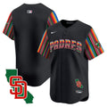 Men's Padres Mexico California Patch Vapor Premier Limited Jersey V6 - All Stitched - Black, Team