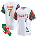 Men's Padres Mexico California Patch Vapor Premier Limited Jersey V6 - All Stitched - White, Ha-Seong Kim