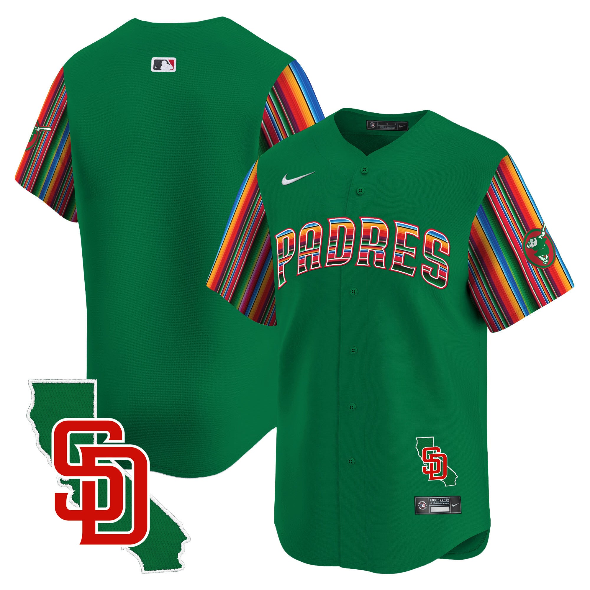 Men's Padres Mexico California Patch Vapor Premier Limited Jersey V6 - All Stitched - Green, Team