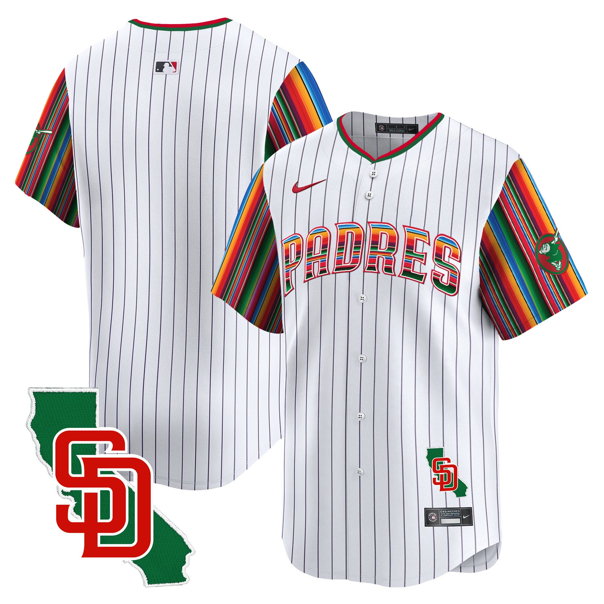 Men's Padres Mexico California Patch Vapor Premier Limited Jersey V6 - All Stitched - Pinstripe, Team