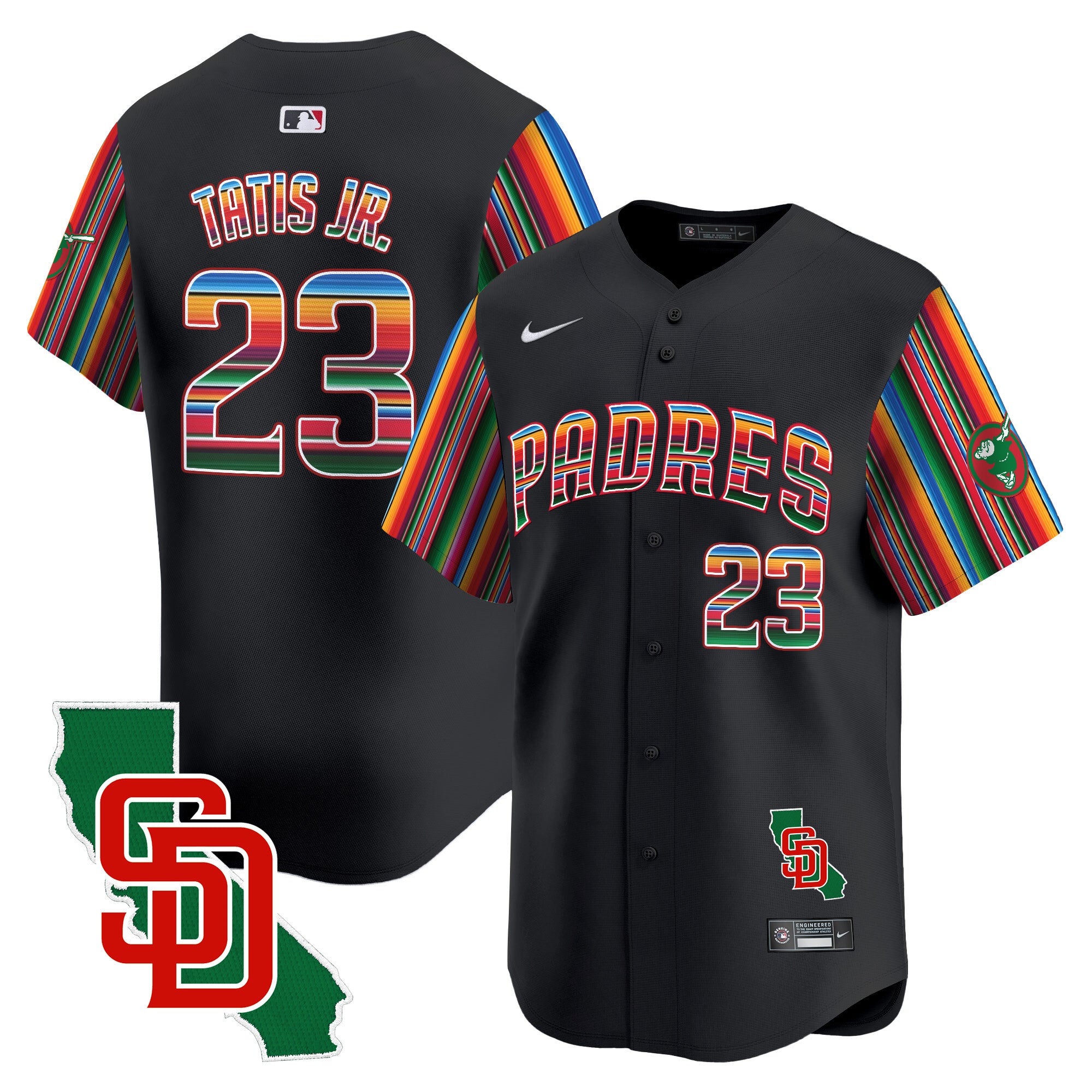 Men's Padres Mexico California Patch Vapor Premier Limited Jersey V6 - All Stitched - Black, Fernando Tatis Jr.