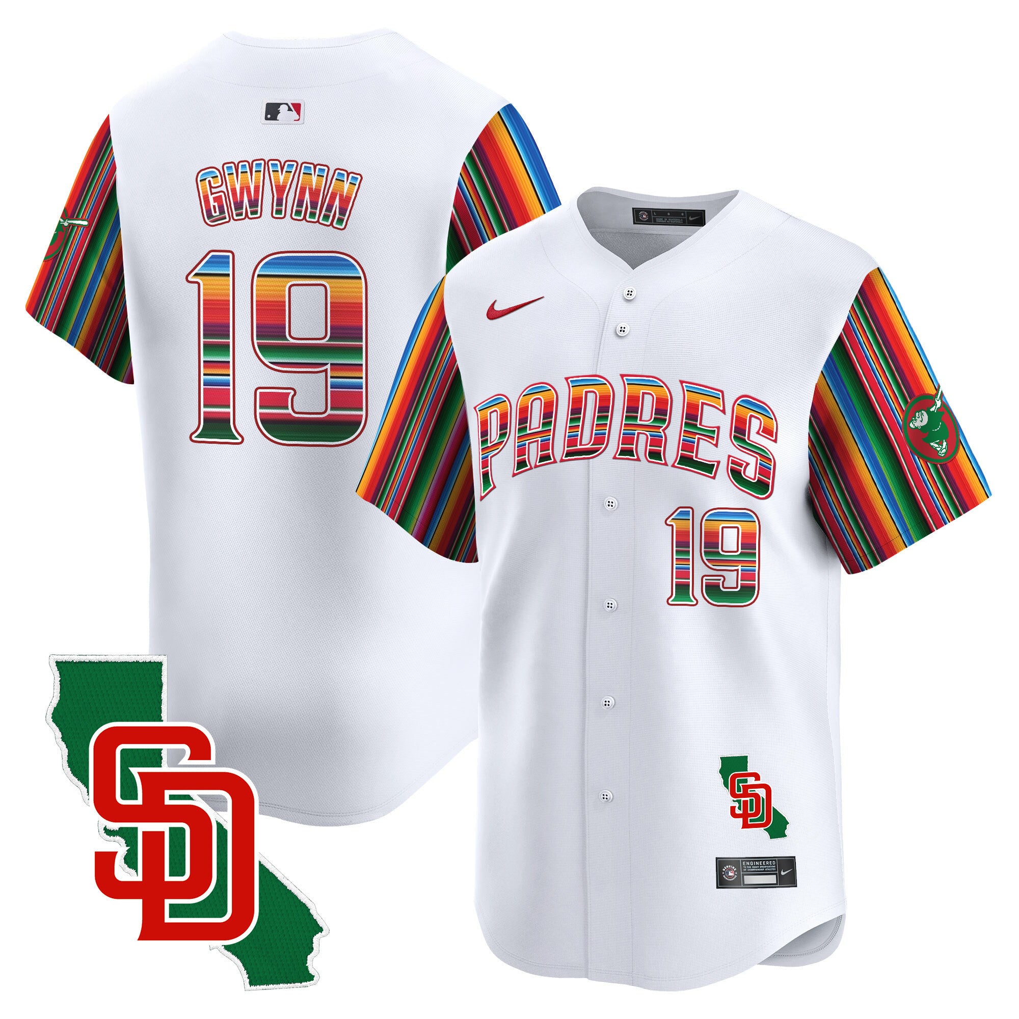 Men's Padres Mexico California Patch Vapor Premier Limited Jersey V6 - All Stitched - White, Tony Gwynn