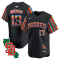 Men's Padres Mexico California Patch Vapor Premier Limited Jersey V6 - All Stitched - Black, Manny Machado