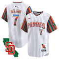Men's Padres Mexico California Patch Vapor Premier Limited Jersey V6 - All Stitched - Pinstripe, Ha-Seong Kim