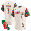 Men's Padres Mexico California Patch Vapor Premier Limited Jersey V6 - All Stitched - Cream, Peter Seidler