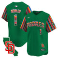 Men's Padres Mexico California Patch Vapor Premier Limited Jersey V6 - All Stitched - Green, Peter Seidler